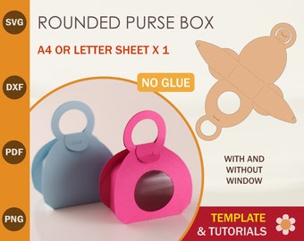 Mini Purse Box SVG Template: Rounded Design, Cricut, Silhouette Cut Files