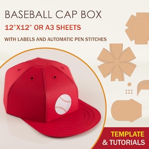 Baseballcap box SVG-sjabloon, Baseball Hat Box SVG, Favor Box SVG, Cricut Cut-bestanden, Silhouette Cut-bestanden