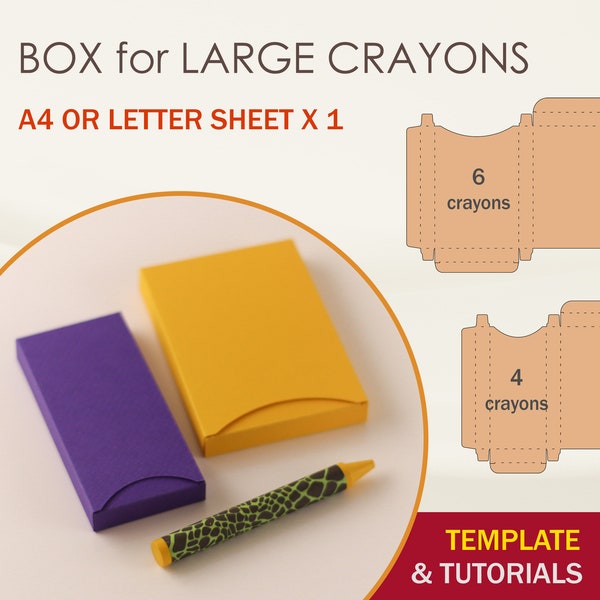 Crayon Box SVG Template, Large Crayon Box Template, Crayon Favor Box, Cricut Cut Files, Silhouette Cut Files, Brother Cut Files