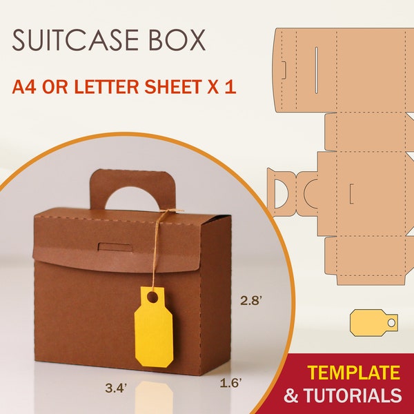 Suitcase Box SVG Template, Briefcase Box Template, Gift Box SVG Template, Favor Box SVG, Cricut, Sihouette, Brother Cut Files