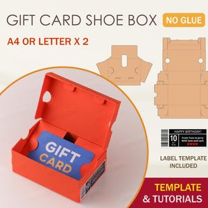 Modello SVG per scatola da scarpe con carta regalo, porta carte regalo, porta carte regalo, scatola da scarpe, file di taglio Cricut, file di taglio Silhouette