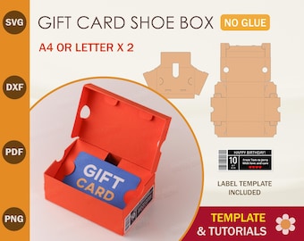 SVG-sjabloon cadeaubon schoenendoos: DIY-sneakerdoos, Cricut, silhouetsnijbestanden