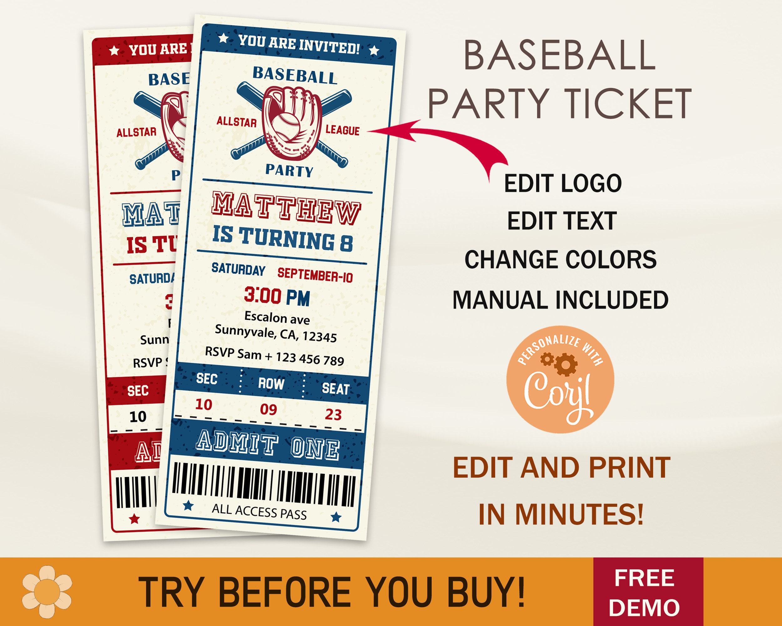 Oklahoma City Thunder Sports Ticket Style Party Invite – Sports