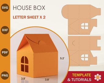 House Box SVG Template, Cookie Box Template, Cricut Cut Files, Silhouette Cut Files, Brother Cut Files
