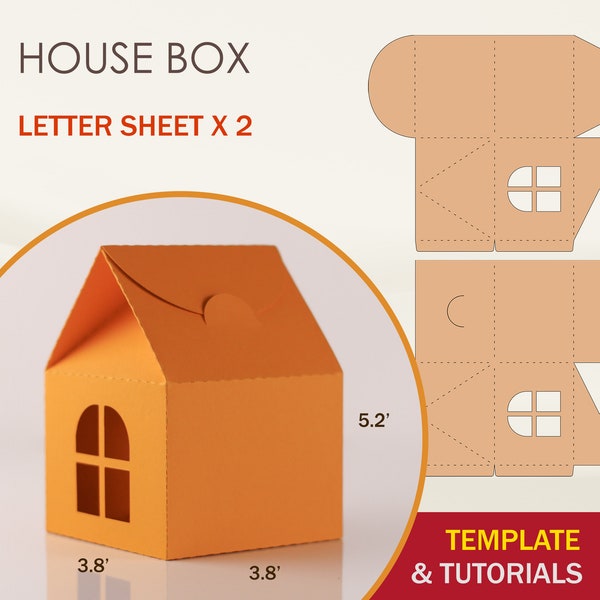 House Box SVG Template, Cookie Box Template, Cricut Cut Files, Silhouette Cut Files, Brother Cut Files