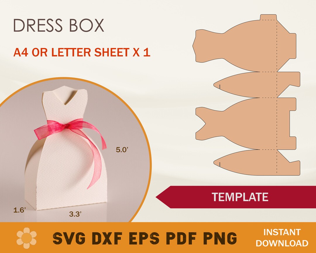 Bride Dress Box SVG Template Wedding Favor Box Cricut Cut Etsy