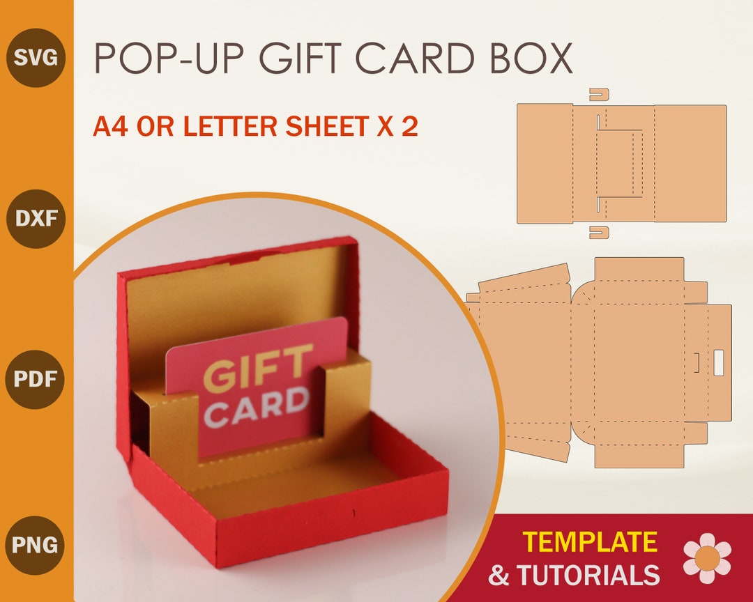 Popup Gift Card Box SVG Template, Gift Card Holder Template, Gift Card