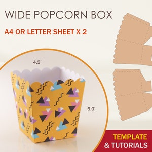 Popcorn Box SVG Template, Pop-Corn Box, Scallop Popcorn Box, Cricut Cut Files, Silhouette Cut Files