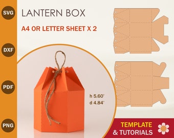 Lantern Favor Box SVG Template, Hexagon Box SVG Template, Favor Box SVG, Cricut Cut Files, Sihouette Cut Files
