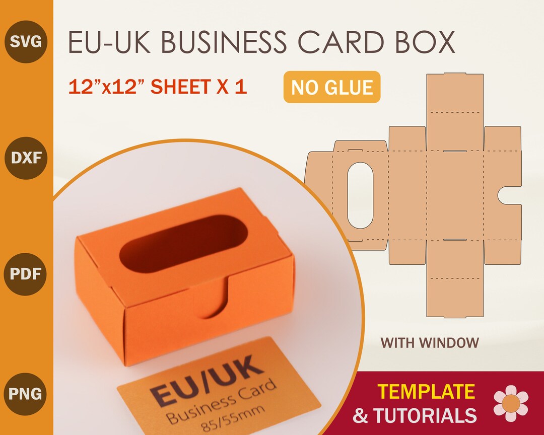 EU UK Business Card Box SVG Template With Window Business Etsy