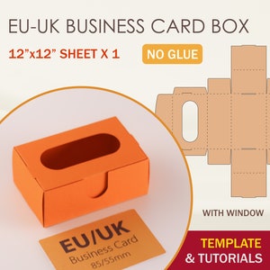 Modelo SVG de caixa de cartão de visita UE Reino Unido com janela, porta-cartão de visita, arquivos de corte Cricut, arquivos de corte de silhueta
