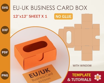 Business Card Box SVG Template with Window, Cricut, Silhouette Cut Files