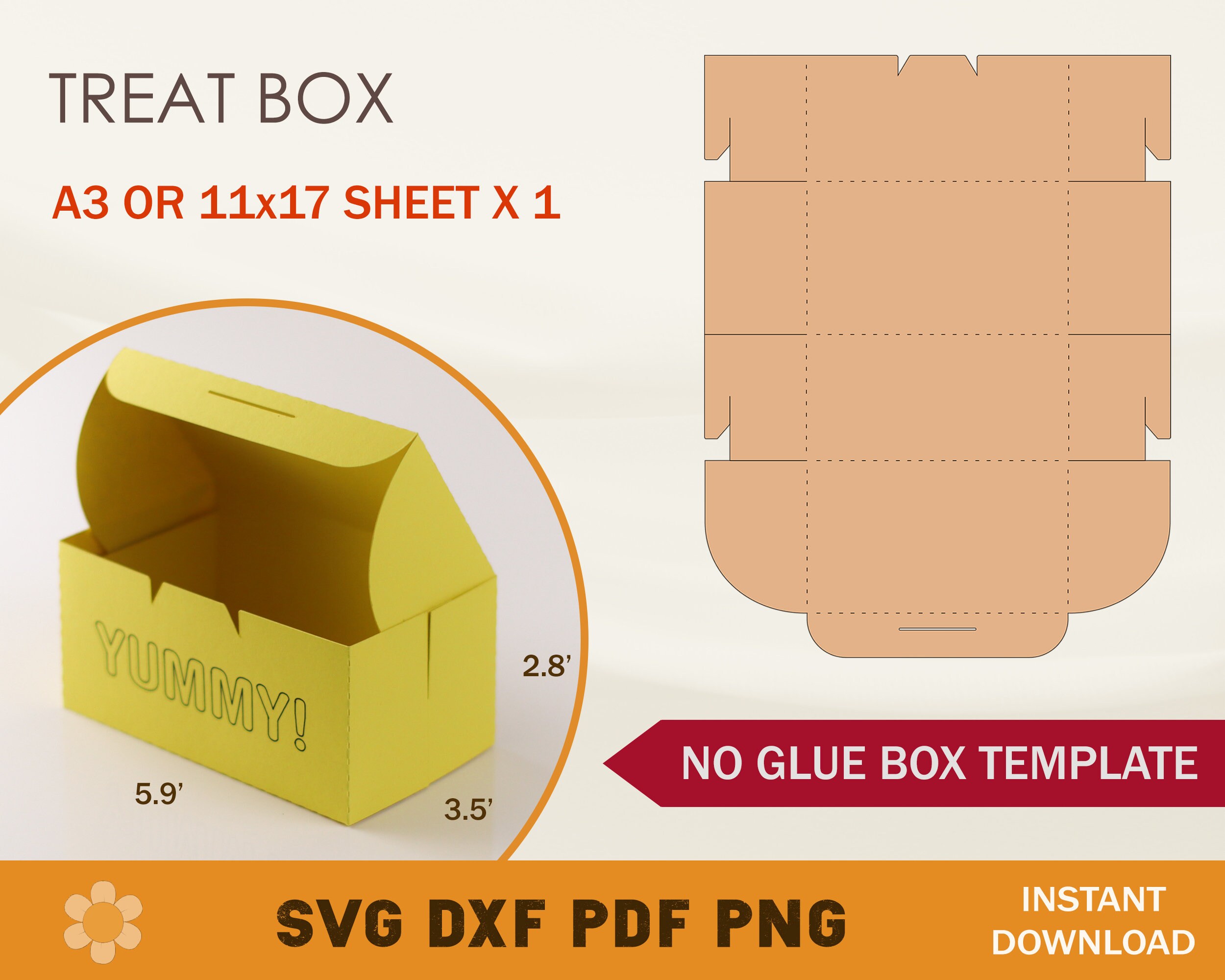 Treat Box SVG Template Snack Box SVG Food Box SVG Cricut Etsy