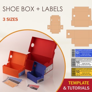 3 Schuhkarton SVG-Vorlage + Etikett, bearbeitbares Schuhkarton-Etikett, Sneaker-Box SVG, Cricut-Schnittdateien, Sihouette-Schnittdateien
