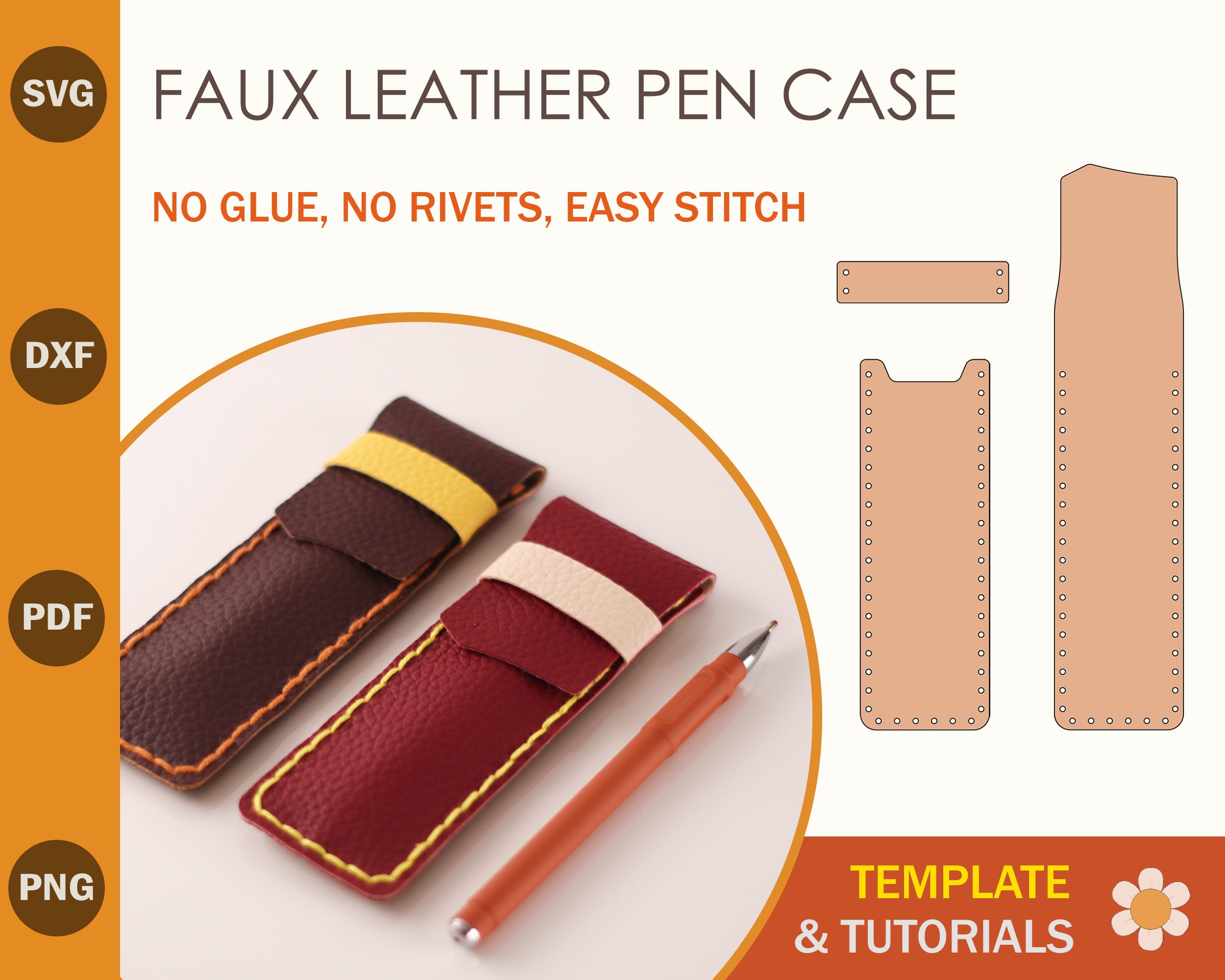 Faux Leather Pencil Case