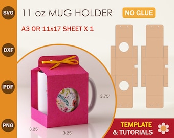 11oz Mug Holder SVG Template: Cricut & Silhouette Cut Files (Digital Download)