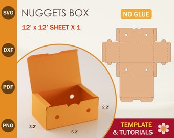 Nuggets Box SVG-sjabloon: geen lijm, Cricut en silhouetgesneden bestanden (digitale download)