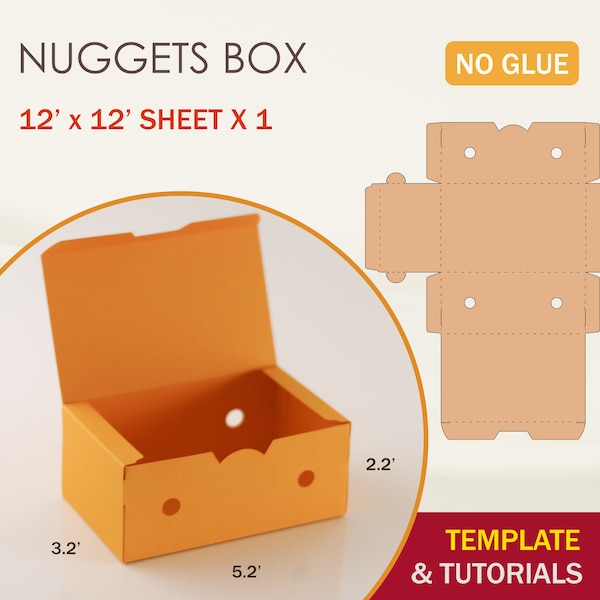 Nuggets Box SVG Template, Chicken Nuggets Box, Cricut Cut Files, Silhouette Cut Files