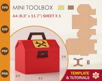 Mini Toolbox SVG Template, Gift Box, Cricut & Silhouette Cut Files (Digital Download)