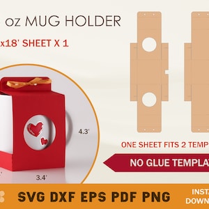 Soporte de taza de 15 oz SVG sin plantilla de pegamento, sin caja de taza de pegamento SVG, archivos de corte cricut, archivos de corte de silueta