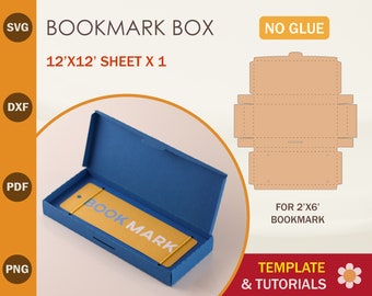 Bookmark Box Template: SVG DXF Cricut Silhouette Cut Files (PDF)
