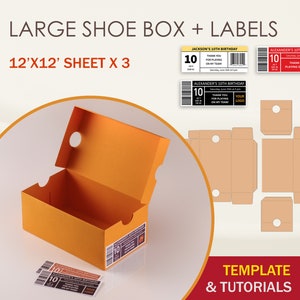 Large Shoe Box SVG Template with Editable Label (Digital Download)