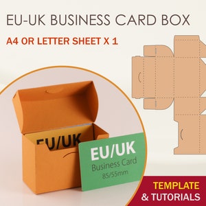 Modelo SVG de caixa de cartão de visita UE Reino Unido, porta-cartão de visita, arquivos de corte Cricut, arquivos de corte de silhueta