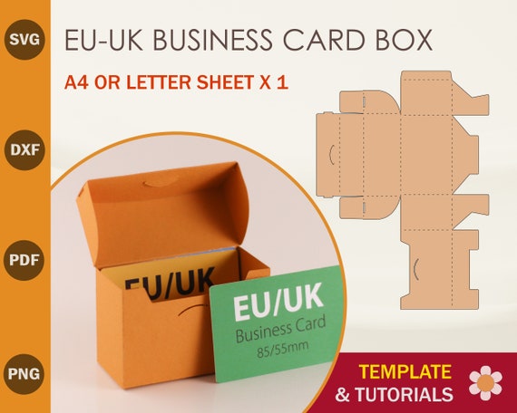 Business Card Box SVG Template: EU UK Size, Cricut, Silhouette Cut Files