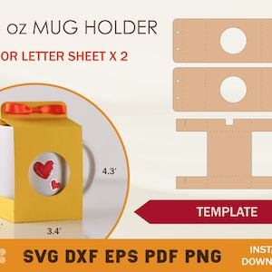 15oz mok houder SVG sjabloon, mok vak SVG, Cricut gesneden bestanden, silhouet snijden bestanden
