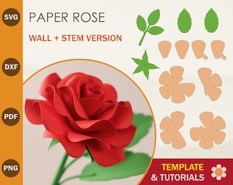 Plantilla SVG de rosa de papel, plantilla de flor de papel, flor de papel diy, archivos de corte de flores, archivos de corte cricut, archivos de corte de silueta