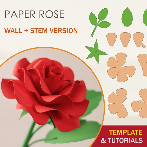 Modèle de papier Rose SVG, modèle de fleur de papier, fleur de papier bricolage, fichiers de coupe de fleur, fichiers de coupe Cricut, fichiers de coupe de Silhouette