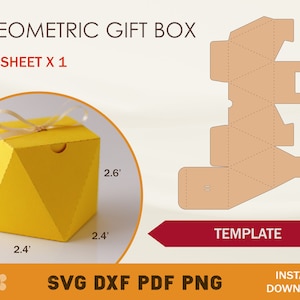 Caja Geométrica SVG, Plantilla de Caja Geométrica, Caja de Favor SVG, Caja de Dulces SVG, Archivos de Corte Cricut, Archivos de Corte Sihouette