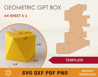 Boîte géométrique SVG, modèle de boîte géométrique, boîte de faveur SVG, SVG de boîte de bonbons, fichiers de coupe Cricut, fichiers de coupe Sihouette