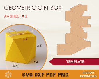 Geometric Gift Box SVG Template, Favor Box (Digital Download)