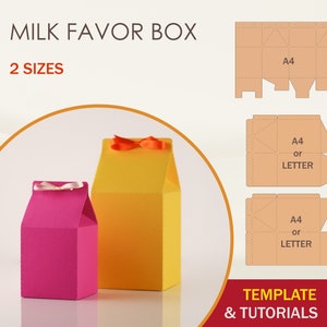 Milk Favor Box Template Bundle, Milk Box SVG, Favor Box SVG, Cricut Cut Files, Sihouette Cut Files