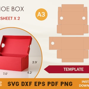 Schuhkarton SVG, Schuhkarton Vorlage, Sneaker Box Vorlage, Box SVG, Box Vorlage SVG, Party Favor Box, Cricut geschnitten Dateien, Silhouette geschnitten Dateien