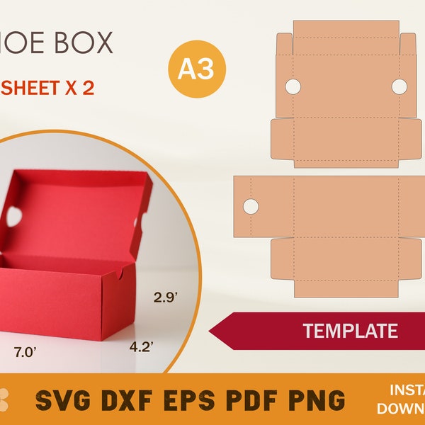 Shoe Box SVG, Shoe Box Template, Sneaker Box Template, Box SVG, Box Template SVG,  Party Favor Box, Cricut Cut Files, Silhouette Cut Files