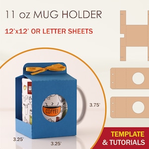 Modèle SVG de porte-gobelet 11 oz, Mug boîte SVG, fichiers de coupe Cricut, fichiers de coupe Silhouette