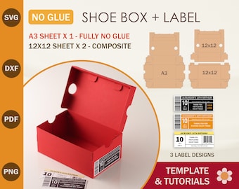 Shoe Box SVG Template + Label: Cricut & Silhouette Cut Files