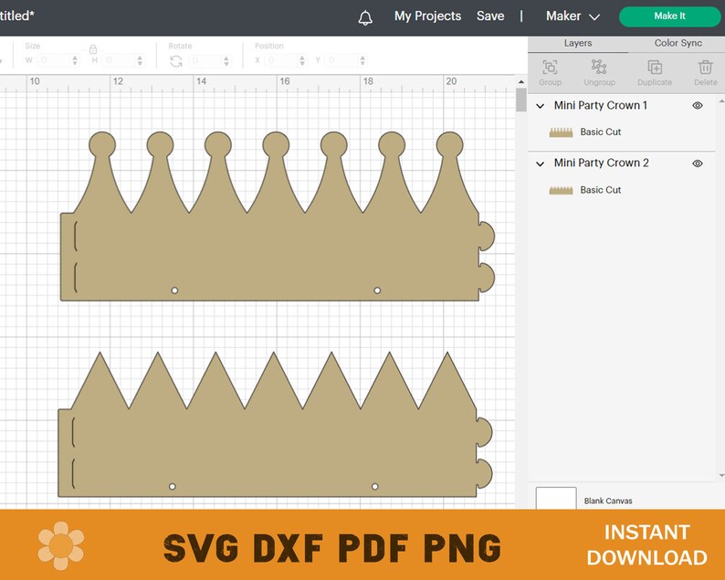 Mini Party Crown SVG Template: Cricut & Silhouette Cut Files - Etsy