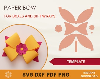 Paper Bow Svg Template, Bow SVG, Bow Template, Cricut Cut Files, Silhouette Cut Files, Brother Cut Files
