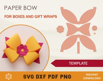 Paper Bow SVG-sjabloon: Cricut & Silhouette Cut-bestanden (digitale download)