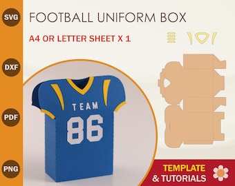 Football Uniform Box SVG Template, Football Jersey SVG,  American Football SVG, Cricut Cut Files, Sihouette Cut Files