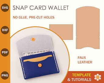 Snap Card Wallet SVG Template: Faux Leather Card Holder (Digital Download)