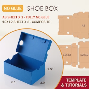 Modèle moyen de boîte à chaussures SVG, aucune boîte de colle, boîte à chaussures SVG, Sneaker Box SVG, fichiers de coupe Cricut, fichiers de coupe Sihouette