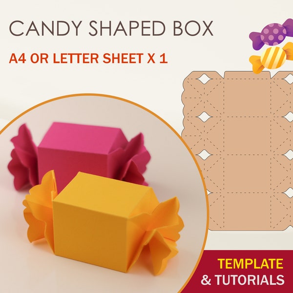 Modèle SVG de boîte à bonbons, boîte en forme de bonbons, fichiers de coupe Cricut, fichiers de coupe Silhouette