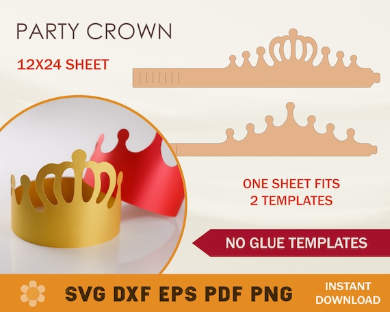 Party Crown SVG Template: Tiara, Party Hat Cut Files (Digital Download)