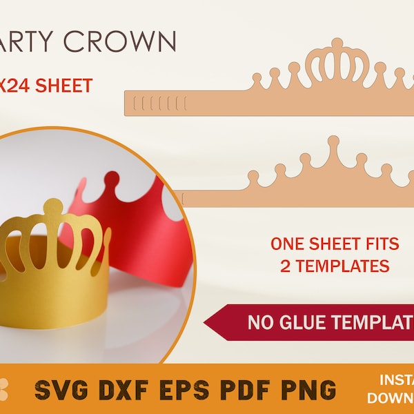 Modèle SVG Party Crown, Modèle Tiara SVG, Party Hat SVG, Cricut Cut Files, Silhouette Cut Files