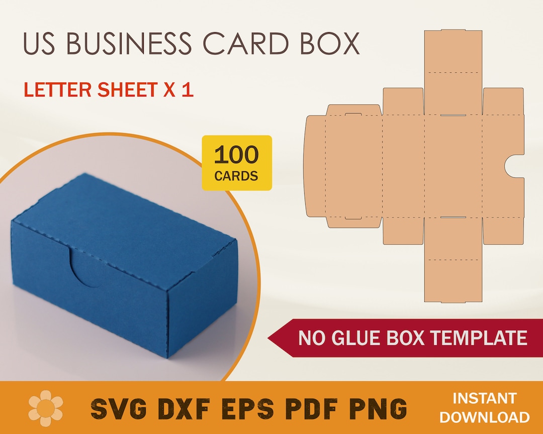 US Business Card Box Template Business Card Box SVG Business Etsy