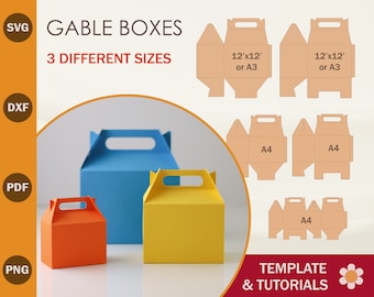Gable Box Template Bundle, Gable Box SVG, Box Template SVG,  Party Favor Box, Cricut Cut Files, Silhouette Cut Files